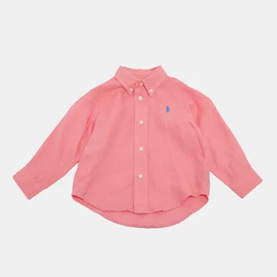 Pre-owned Polo Ralph Lauren Ralph Lauren Kids Pink Linen Full Sleeve Shirt 18m