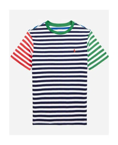Polo Ralph Lauren Kids' Striped Cotton T-shirt In Blue