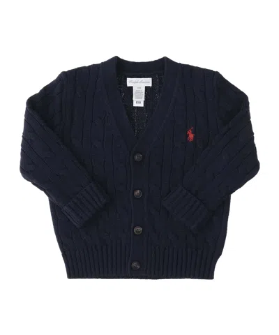 Polo Ralph Lauren Ralph Lauren Kids V-neck Cable-knit Cardigan In Black