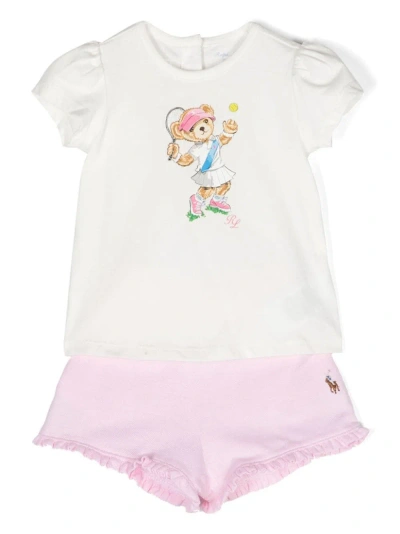 Polo Ralph Lauren Babies' Ralph Lauren Kids Set Con Shorts Polo Bear In White