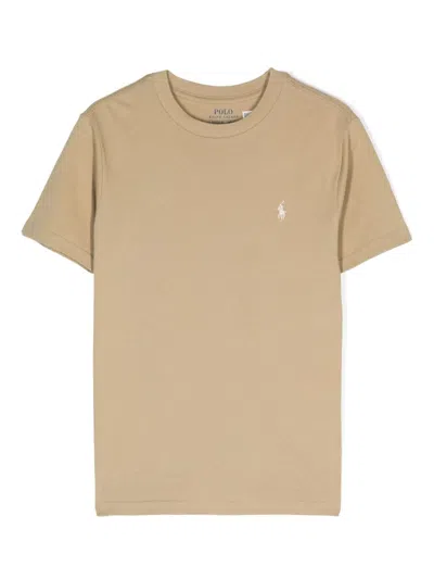 Polo Ralph Lauren Kids' Embroidered Cotton T-shirt In Nude