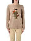 Polo Ralph Lauren Aviator Polo Bear Cashmere Sweater In Lux Tan