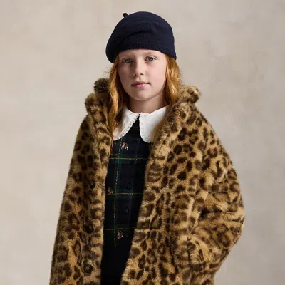 Polo Ralph Lauren Kids' Ralph Lauren Leopard-print Teddy Fleece Jacket In Brown