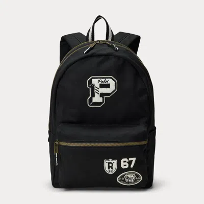 Polo Ralph Lauren Kids' Ralph Lauren Letter Patch Canvas Backpack In Black