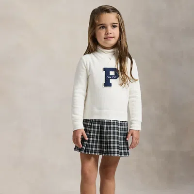 Polo Ralph Lauren Kids' Ralph Lauren Letterman Fleece Sweatshirt Dress In White