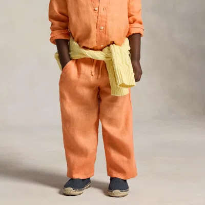 Polo Ralph Lauren Kids' Ralph Lauren Linen Drawstring Pant In Orange