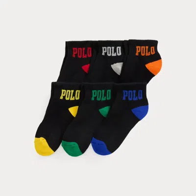 Polo Ralph Lauren Kids' Ralph Lauren Logo Ankle Sock 6-pack In Black