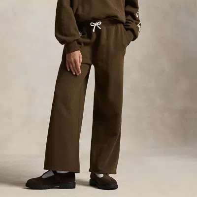 Polo Ralph Lauren Kids' Ralph Lauren Logo Crest Fleece Wide-leg Pant In Green