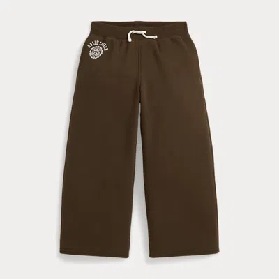 Polo Ralph Lauren Kids' Ralph Lauren Logo Crest Fleece Wide-leg Pant In Brown