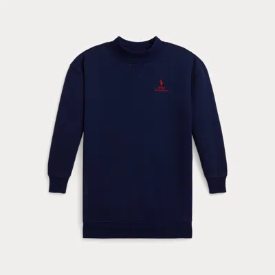 Polo Ralph Lauren Kids' Ralph Lauren Logo Fleece Mockneck Dress In Blue