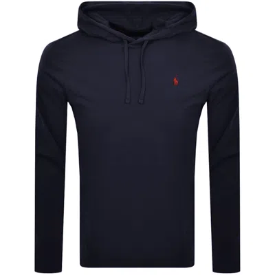 Polo Ralph Lauren Ralph Lauren Long Sleeved Hooded T Shirt Navy In Blue