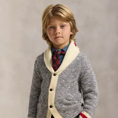 Polo Ralph Lauren Kids' Ralph Lauren Marled Cotton Shawl Cardigan In Gray