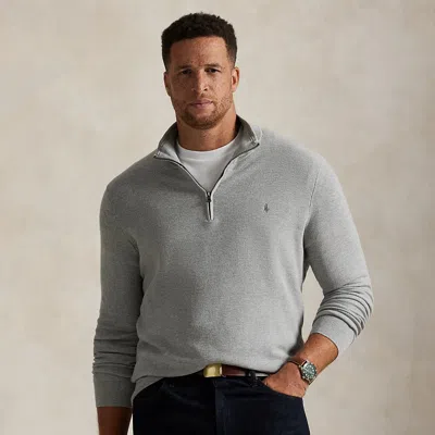 Polo Ralph Lauren Ralph Lauren Mesh-knit Cotton Quarter-zip Sweater In Gray