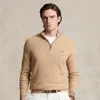 Polo Ralph Lauren Sweatshirt À Col Zippé In Camel Melange