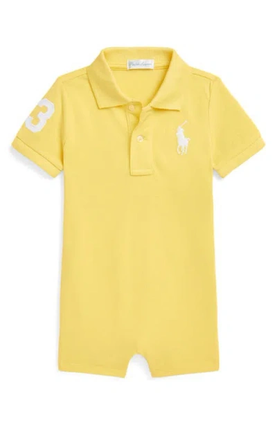 Polo Ralph Lauren Babies' Ralph Lauren Mesh Polo Romper In Oasis Yellow
