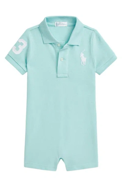 Polo Ralph Lauren Babies' Ralph Lauren Mesh Polo Romper In Parakeet