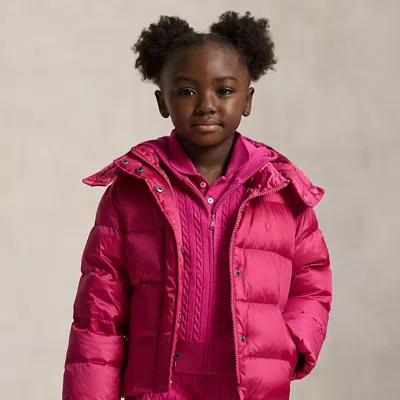 Polo Ralph Lauren Kids' Ralph Lauren Metallic Down Hooded Jacket In Pink
