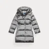Polo Ralph Lauren Kids' Ralph Lauren Metallic Down Hooded Long Jacket In Gray