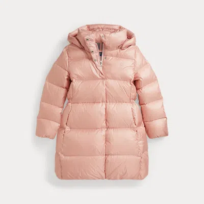 Polo Ralph Lauren Kids' Ralph Lauren Metallic Down Hooded Long Jacket In Pink