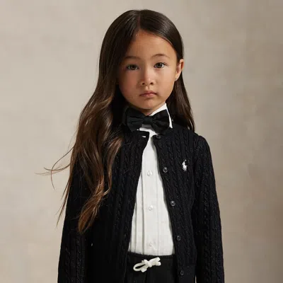 Polo Ralph Lauren Kids' Ralph Lauren Metallic Mini-cable Cardigan In Black