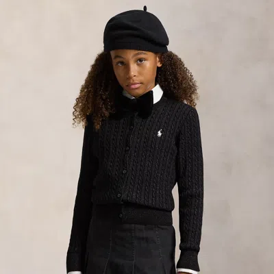 Polo Ralph Lauren Kids' Ralph Lauren Metallic Mini-cable Cardigan In Black