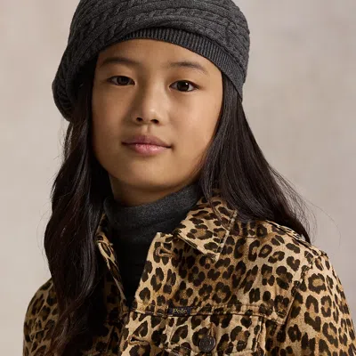Polo Ralph Lauren Kids' Ralph Lauren Mini-cable Cotton Beret In Black