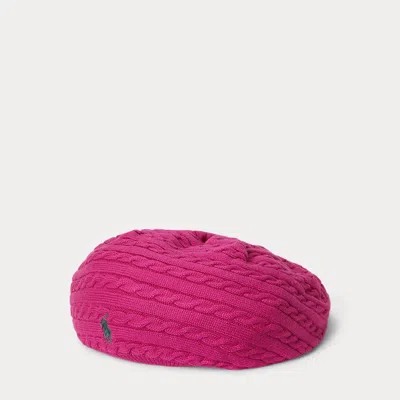Polo Ralph Lauren Kids' Ralph Lauren Mini-cable Cotton Beret In Pink