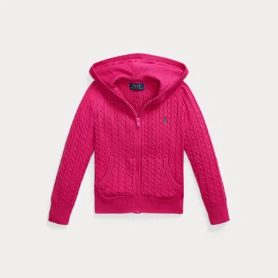 Polo Ralph Lauren Kids' Ralph Lauren Mini-cable Cotton Full-zip Hoodie In Pink