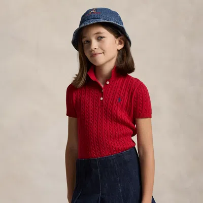 POLO RALPH LAUREN RALPH LAUREN MINI-CABLE COTTON POLO SWEATER