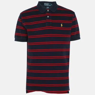 Pre-owned Polo Ralph Lauren Ralph Lauren Navy/red Embroidered Cotton Polo T-shirt M