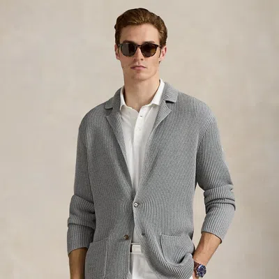 Polo Ralph Lauren Ralph Lauren Performance Cotton-blend Blazer Cardigan In Gray