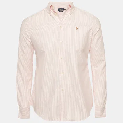 Pre-owned Polo Ralph Lauren Ralph Lauren Pink Striped Cotton Button Down Custom Fit Shirt M