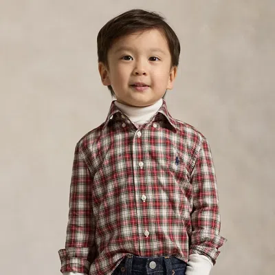 Polo Ralph Lauren Kids' Ralph Lauren Plaid Cotton Poplin Shirt In White