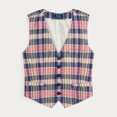 Polo Ralph Lauren Kids' Ralph Lauren Plaid Cotton Vest In Pink