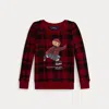 Polo Ralph Lauren Ralph Lauren Plaid Polo Bear Fleece Sweatshirt In Red