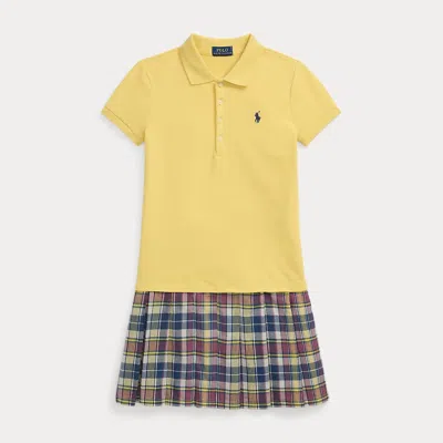 POLO RALPH LAUREN RALPH LAUREN PLAID-SKIRT STRETCH MESH POLO DRESS