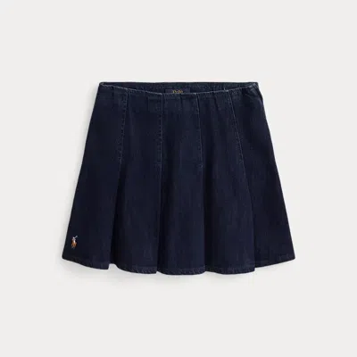 POLO RALPH LAUREN RALPH LAUREN PLEATED COTTON DENIM SKIRT