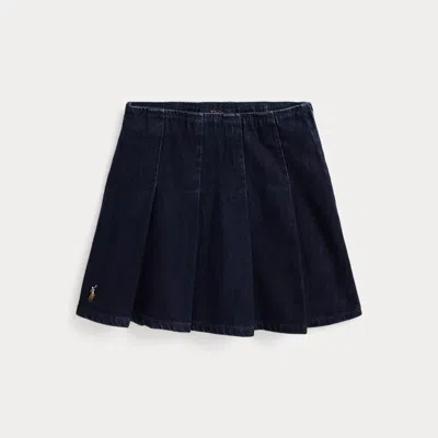 POLO RALPH LAUREN RALPH LAUREN PLEATED COTTON DENIM SKIRT