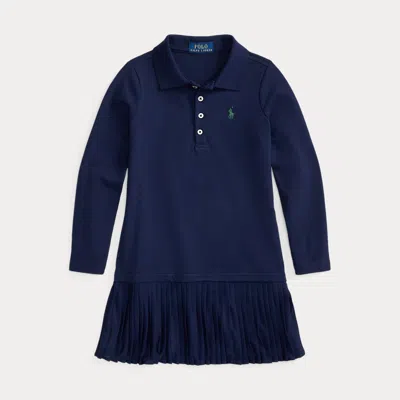 Polo Ralph Lauren Kids' Ralph Lauren Pleated Stretch Mesh Polo Dress In Blue