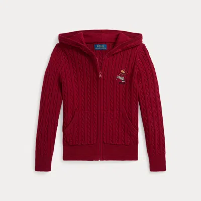 Polo Ralph Lauren Kids' Ralph Lauren Polo Bear Cotton Full-zip Sweater In Red