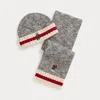 Polo Ralph Lauren Ralph Lauren Polo Bear Cotton Hat & Scarf Set In Gray
