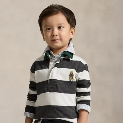 Polo Ralph Lauren Kids' Ralph Lauren Polo Bear Cotton Rugby Shirt In Neutral