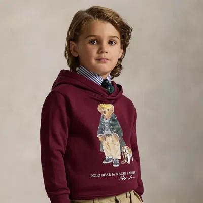 Polo Ralph Lauren Kids' Ralph Lauren Polo Bear Fleece Hoodie In Burgundy