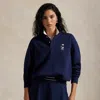 Polo Ralph Lauren Ralph Lauren Polo Bear Fleece Long-sleeve Polo Shirt In Blue