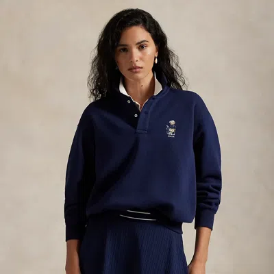 Polo Ralph Lauren Ralph Lauren Polo Bear Fleece Long-sleeve Polo Shirt In Blue