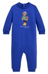 Polo Ralph Lauren Ralph Lauren Polo Bear Graphic Sweatshirt Romper In Travel Blue