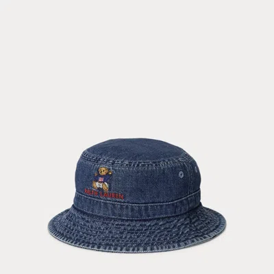 Polo Ralph Lauren Kids' Ralph Lauren Polo Bear Indigo Denim Bucket Hat In Blue