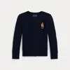 Polo Ralph Lauren Kids' Ralph Lauren Polo Bear Mini-cable Cotton Cardigan In Blue