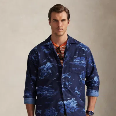 Polo Ralph Lauren Ralph Lauren Polo Bear Oxford Camp Shirt In Blue