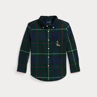 Polo Ralph Lauren Kids' Ralph Lauren Polo Bear Plaid Oxford Shirt In Multi